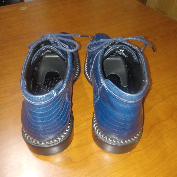 Fortune From Libertyzeno Blue Lizard Pattern Leather Ankle Boots size 9.5 main image 8